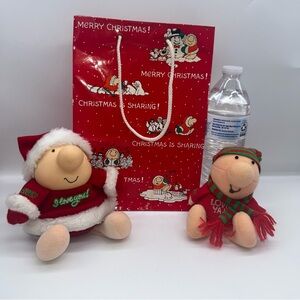 Vintage Ziggy Christmas plush & gift bag Forget Me Not AGC made in Korea READ